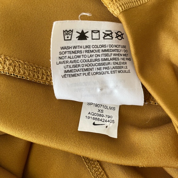 NIKE Dri-Fit High Rise Compression Leggings in Golden Mustard Black Mesh Size XS - Picture 12 of 15